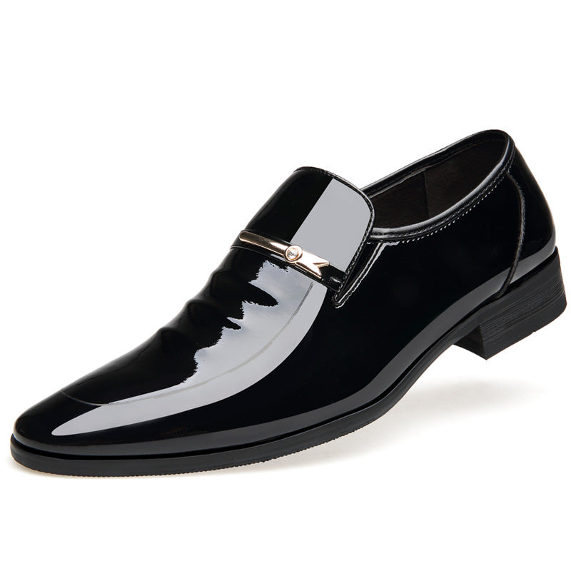 Chaussures pour hommes en cuir brillant avec rehausseur invisible