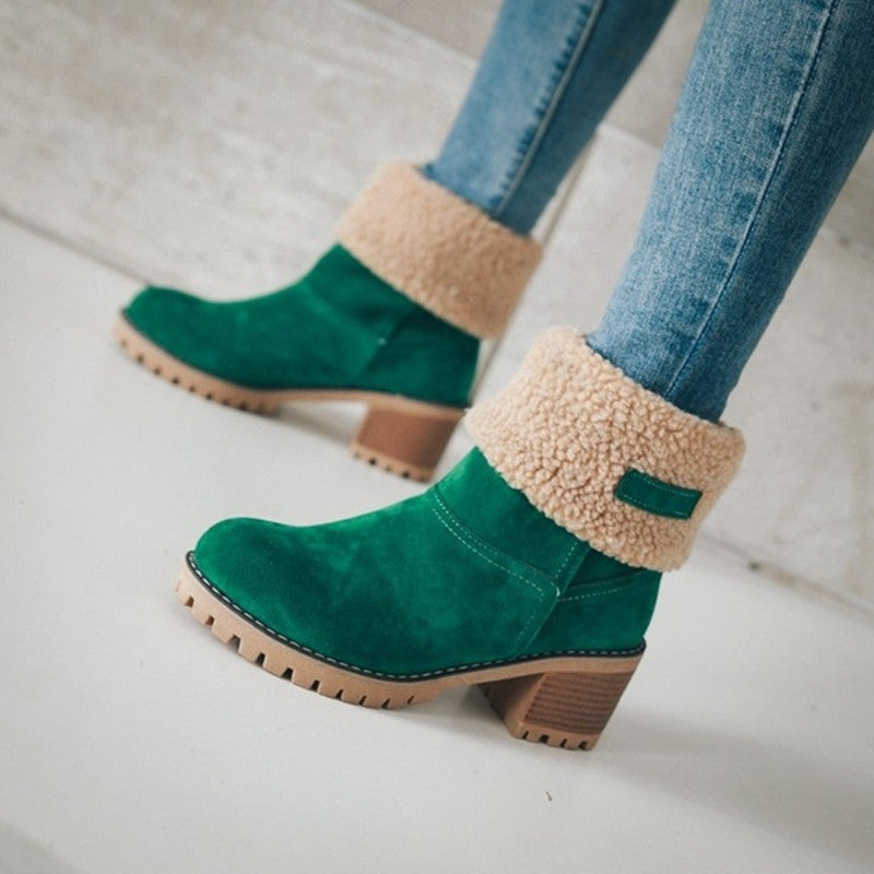 Bottes de neige pour femmes, doublées en polaire thermique, à la cheville