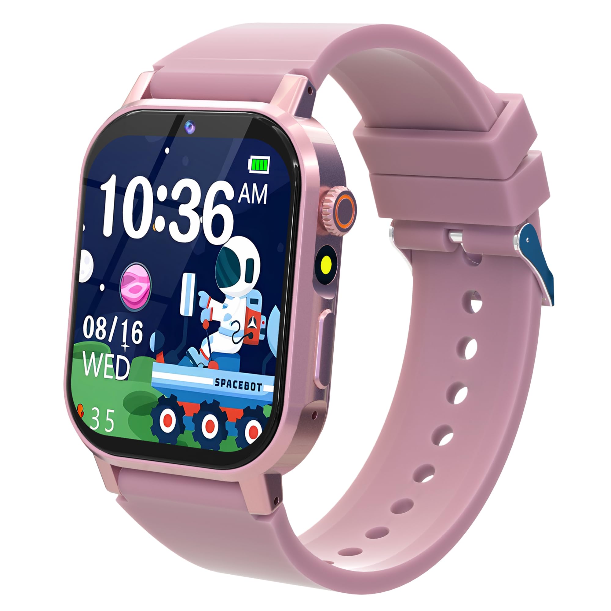 Montre connectée pour enfants (filles de 4 à 12 ans) : 32 jeux, écran tactile HD, caméra, lecteur vidéo et musique, podomètre, lampe torche, affichage 12/24 h, jouet éducatif, cadeau d’anniversaire pour filles de 6 à 10 ans.