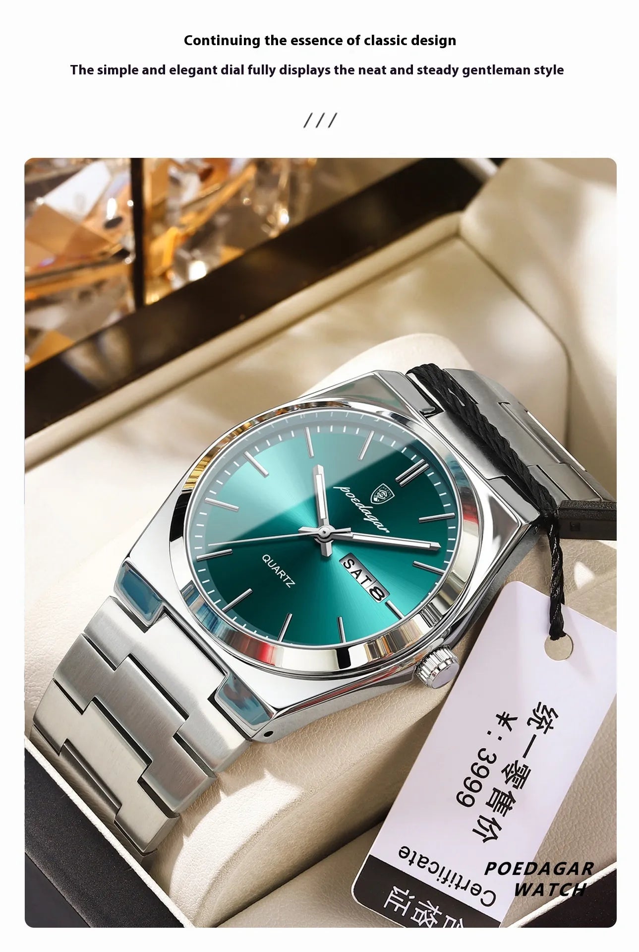 Montre homme ultra-mince, étanche, lumineuse, à quartz