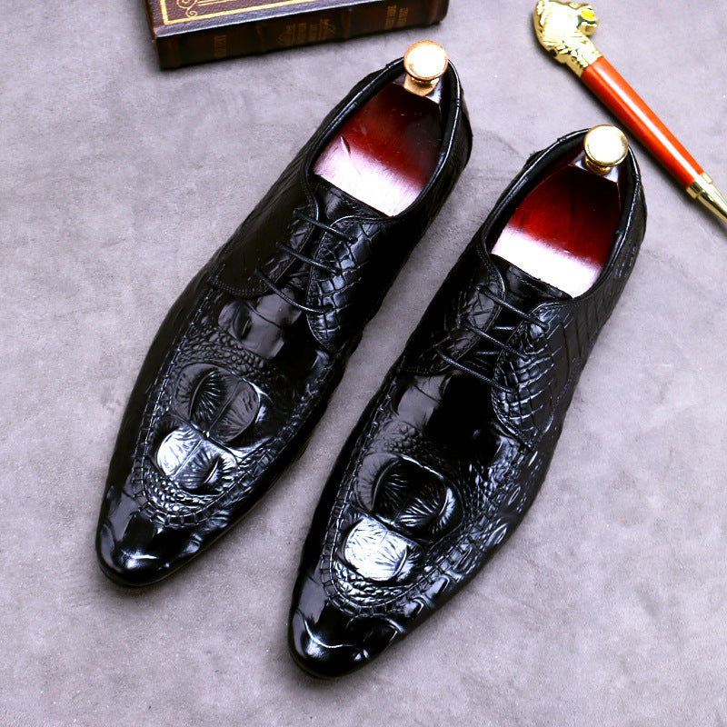 Chaussures habillées britanniques pour hommes à motif crocodile