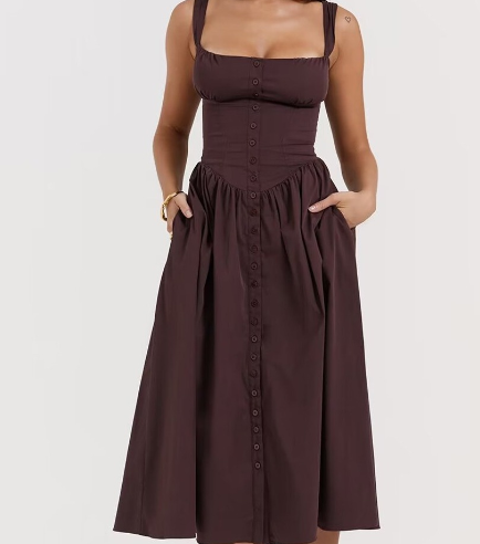 Robe bustier Lauren à encolure carrée rétro (une pièce)