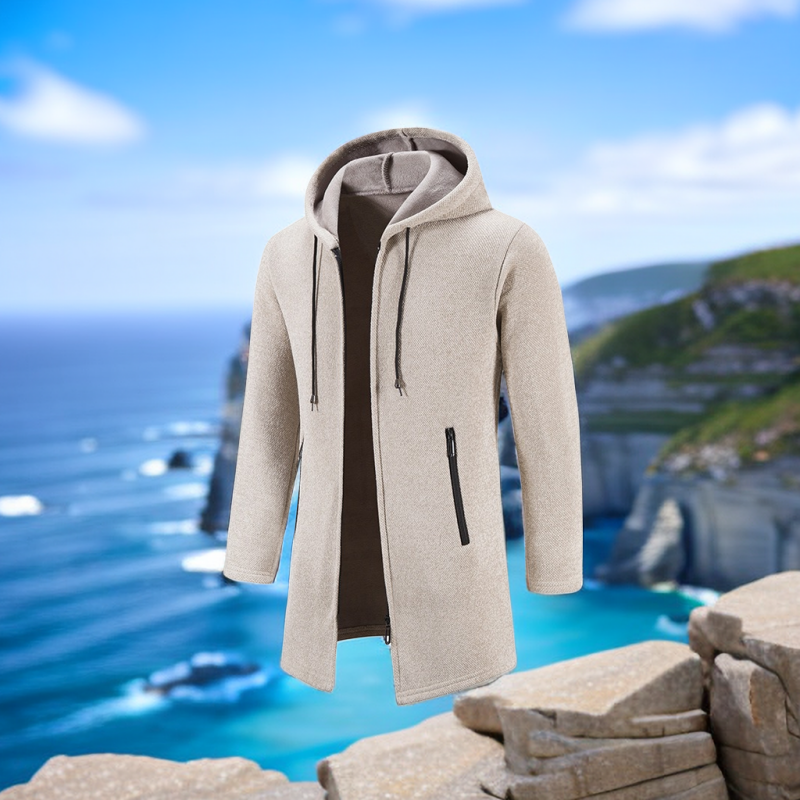 Gilet cardigan à capuche en velours tricoté pour homme