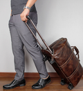 Sac de voyage trolley en cuir de vachette grande capacité