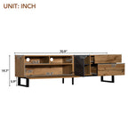 Meuble TV moderne pour téléviseur 80 pouces avec double espace de rangement, console multimédia, centre de divertissement avec porte abattante pour salon