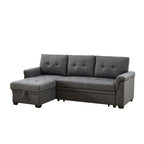Canapé d'angle convertible réversible en lin gris foncé avec méridienne de rangement