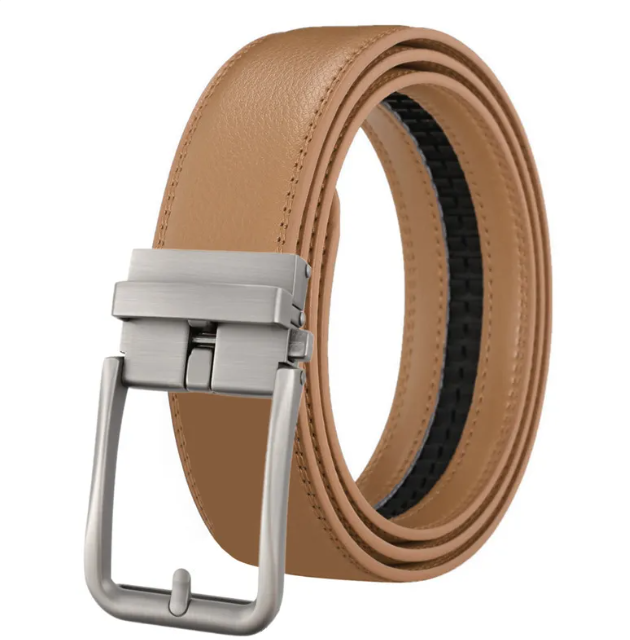 Ceinture en cuir pour homme avec boucle creuse automatique