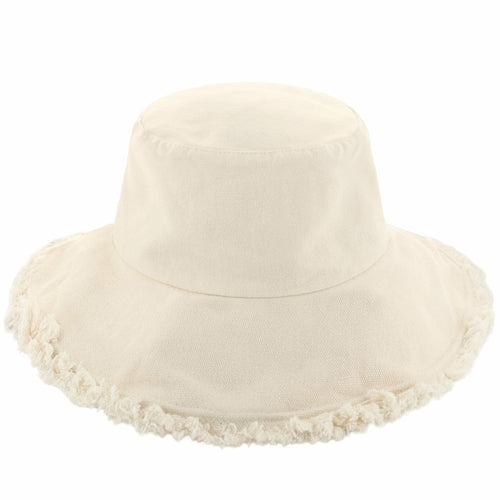 Bob à larges bords effilochés pour l'été – Chapeau de soleil léger en coton