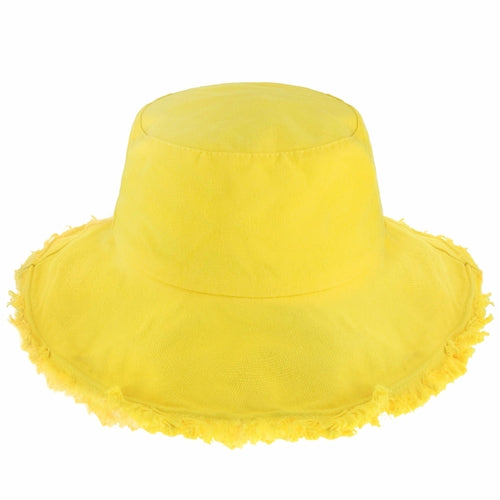 Bob à larges bords effilochés pour l'été – Chapeau de soleil léger en coton