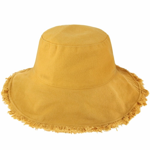 Bob à larges bords effilochés pour l'été – Chapeau de soleil léger en coton