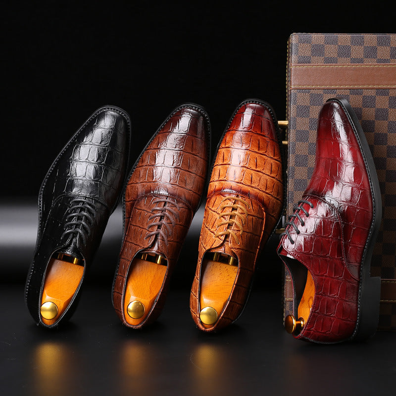 Chaussures décontractées en cuir britannique pour hommes grandes tailles