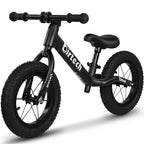 Draisienne 12" pour enfants de 2 à 5 ans, cadre léger en nylon, sans pédales, avec selle réglable et pneus à air (noir)