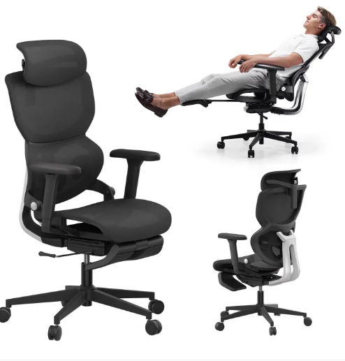 Chaise de bureau ergonomique avec repose-pieds