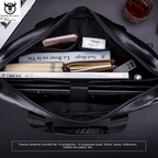 Porte-documents professionnel en cuir véritable pour homme - Sacoche pour ordinateur portable en cuir de vachette