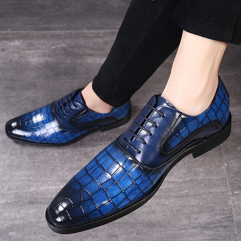 Chaussures de ville pour hommes en cuir à motif crocodile