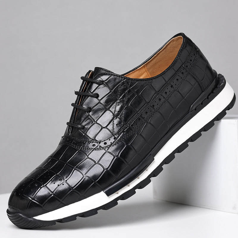 Chaussures décontractées à lacets pour hommes en cuir de veau, style britannique