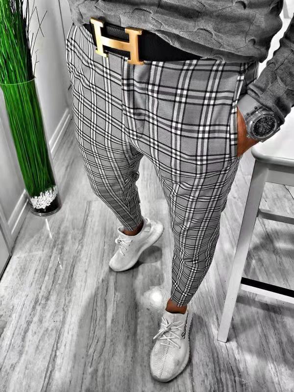Pantalon décontracté à carreaux tendance pour homme (grandes tailles)