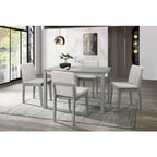 Ensemble de salle à manger 5 pièces finition grise, table et 4 chaises, assises en tissu beige, mobilier de cuisine/salle à manger, placage en hévéa, design unique