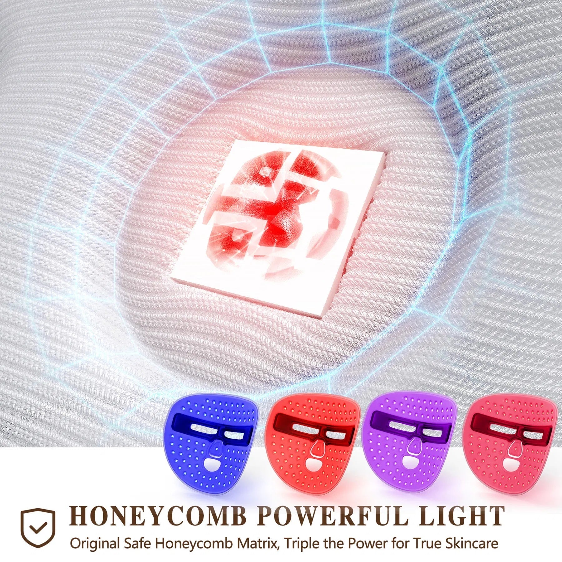 Masque facial LED, outil de soin du visage, masque de luminothérapie rouge pour le visage, pour les soins de la peau à domicile et en voyage.