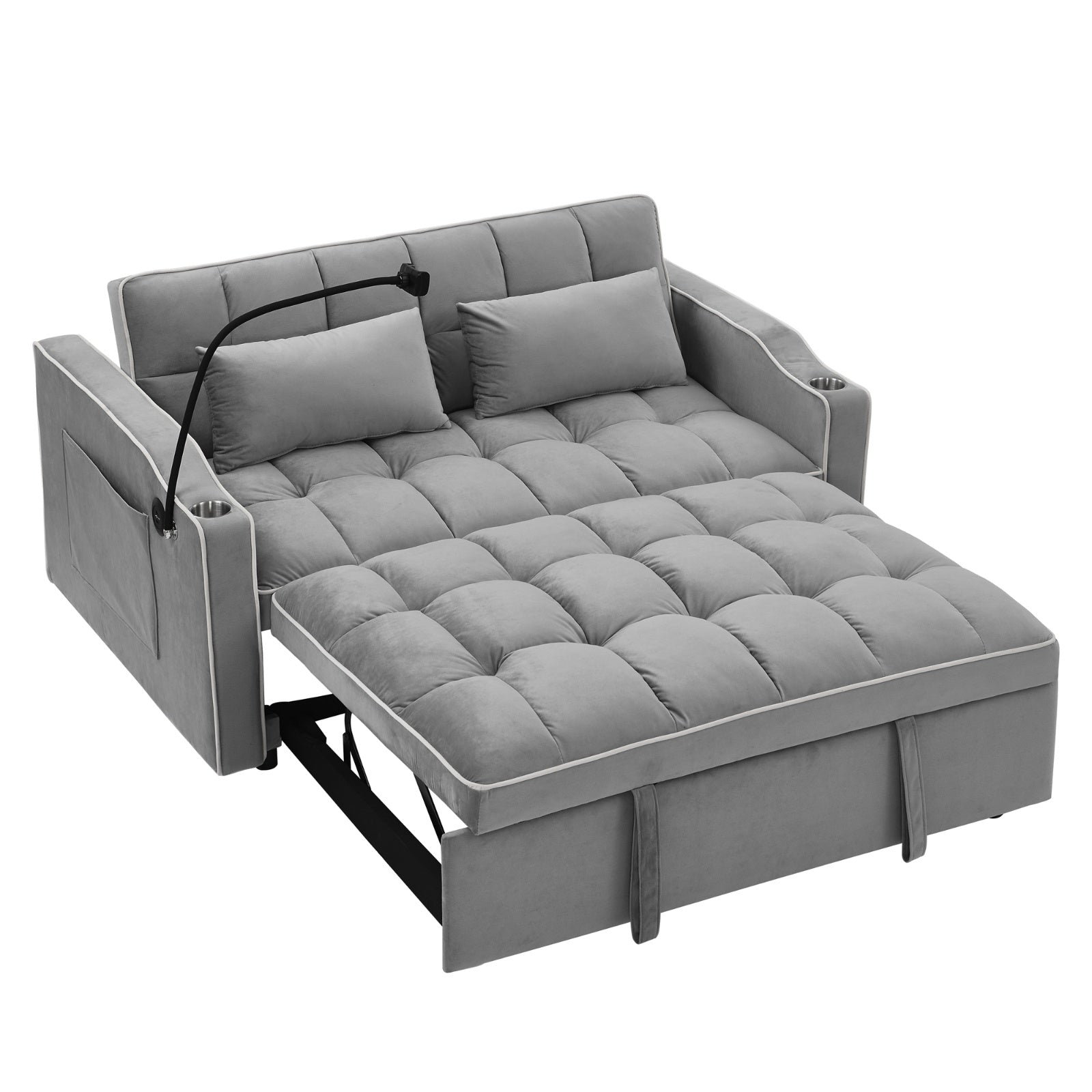 LuneluX_Home – Canapé-lit pliable en velours de 141 cm (55,5 po) réglable en 3 positions