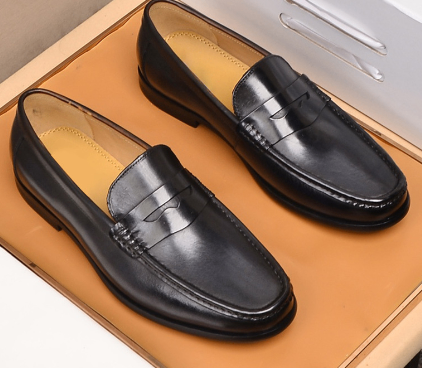Chaussures de conduite britanniques pour hommes en cuir de vachette multicouche