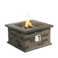 Foyer extérieur au propane de 71 cm (28 po) de côté, en béton imitation pierre, avec pierres de lave et housse de protection contre la pluie. Foyer au gaz sans fumée de 40 000 BTU pour patio, jardin, terrasse ou cour arrière.