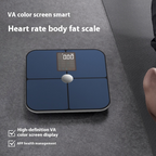 Balance électronique intelligente à écran couleur VA avec mesure précise de la fréquence cardiaque et du taux de masse grasse.