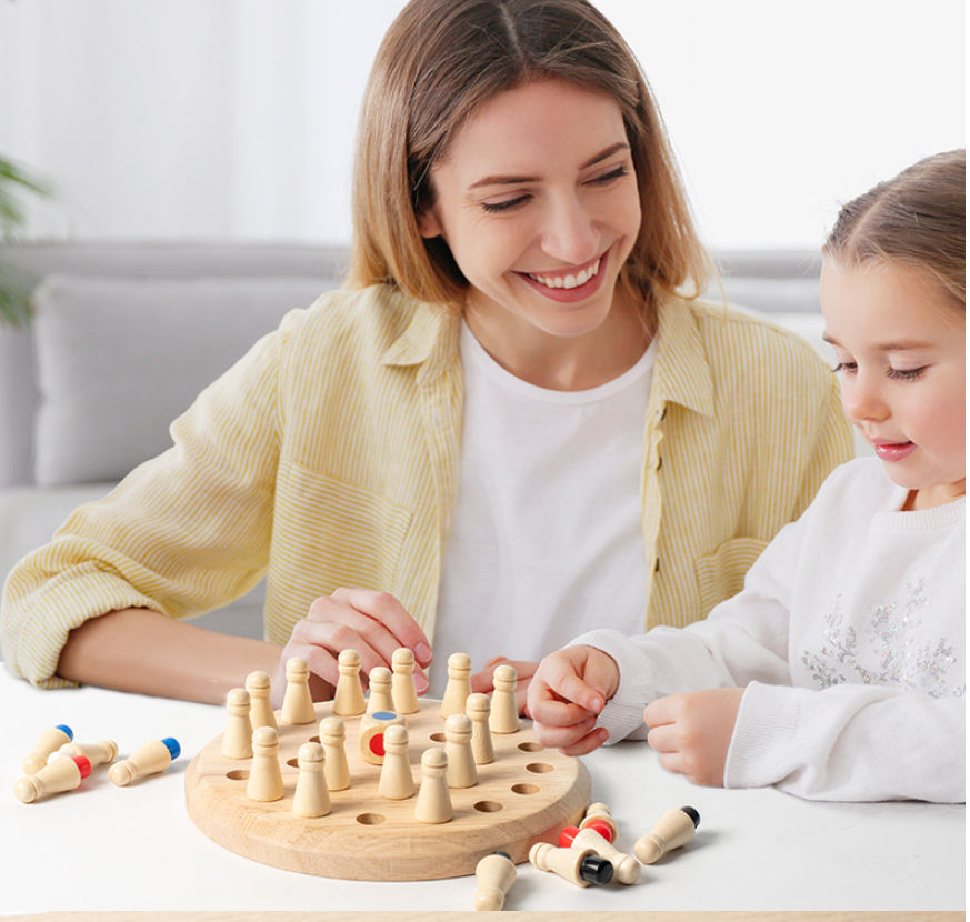 Jeu de mémoire en bois pour les échecs