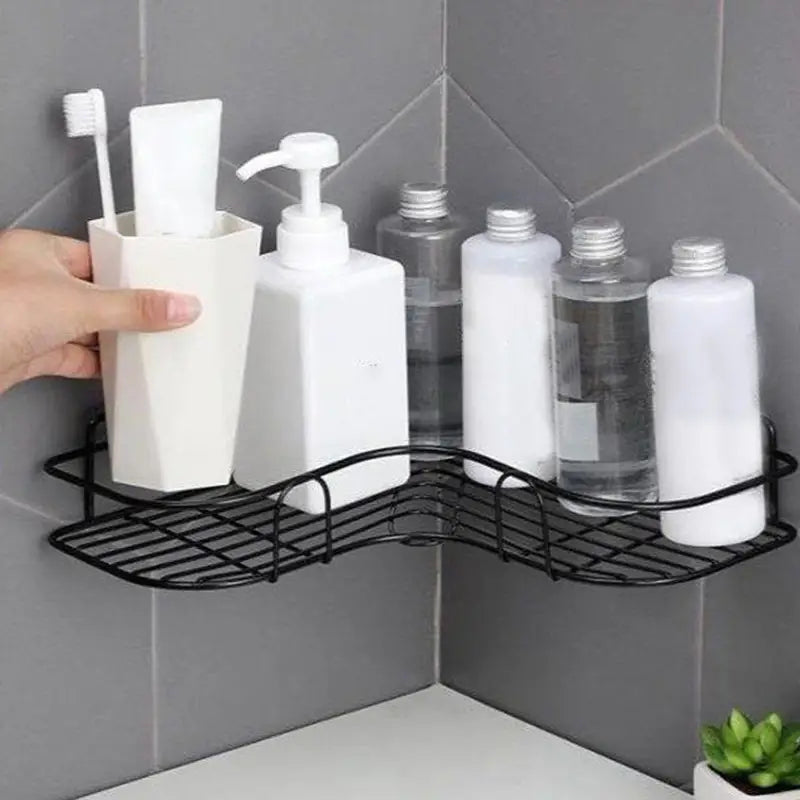 Étagère de rangement murale triangulaire avec panier suspendu