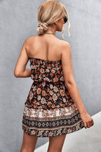 Robe bustier bohème à imprimé floral pour femme, idéale pour l'été et la plage.