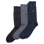 Chaussettes habillées plates ultra douces pour homme POLO RALPH LAUREN - Lot de 3 paires - Renfort talon-orteils - Noir - Pointures assorties 12-17
