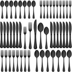 Service de couverts Wildone 60 pièces en acier inoxydable noir, pour 12 personnes. Comprend couteaux, fourchettes et cuillères. Finition polie miroir. Compatible lave-vaisselle.