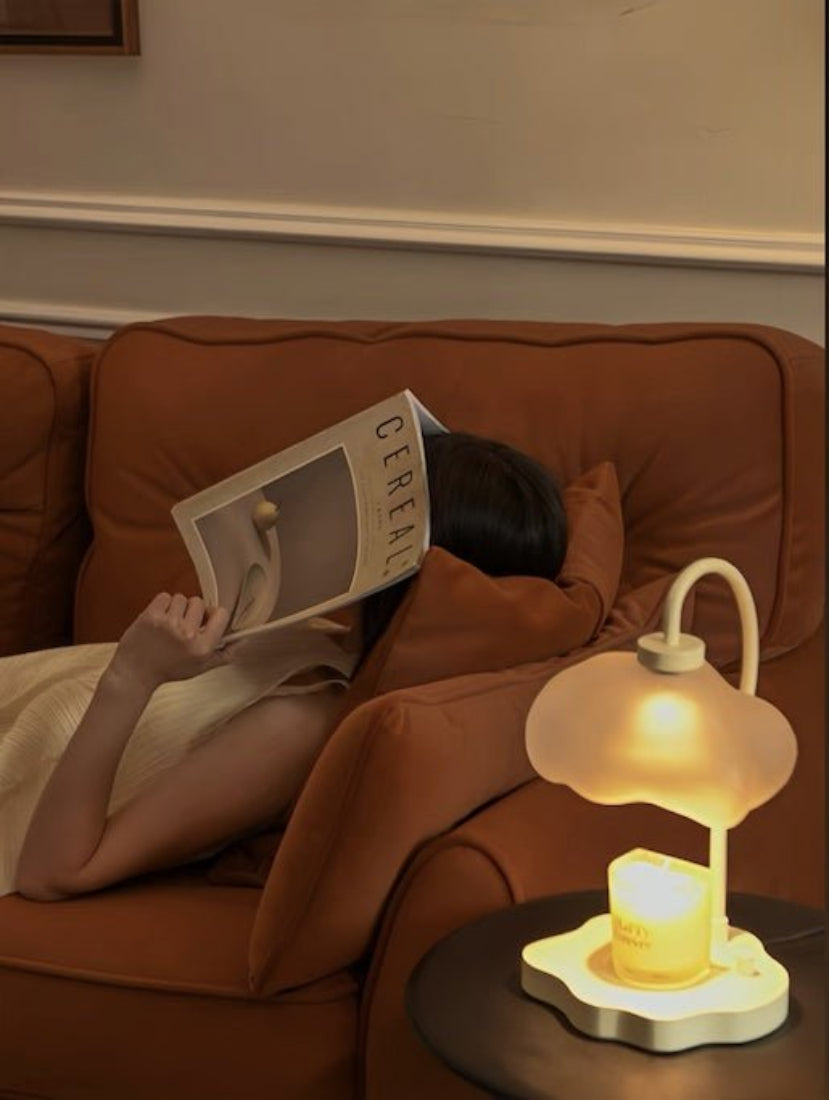 Lampe chauffe-bougie nuage mignonne et unique avec minuterie pour grandes bougies