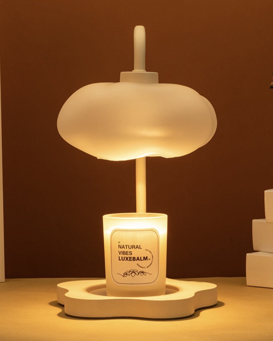 Lampe chauffe-bougie nuage mignonne et unique avec minuterie pour grandes bougies
