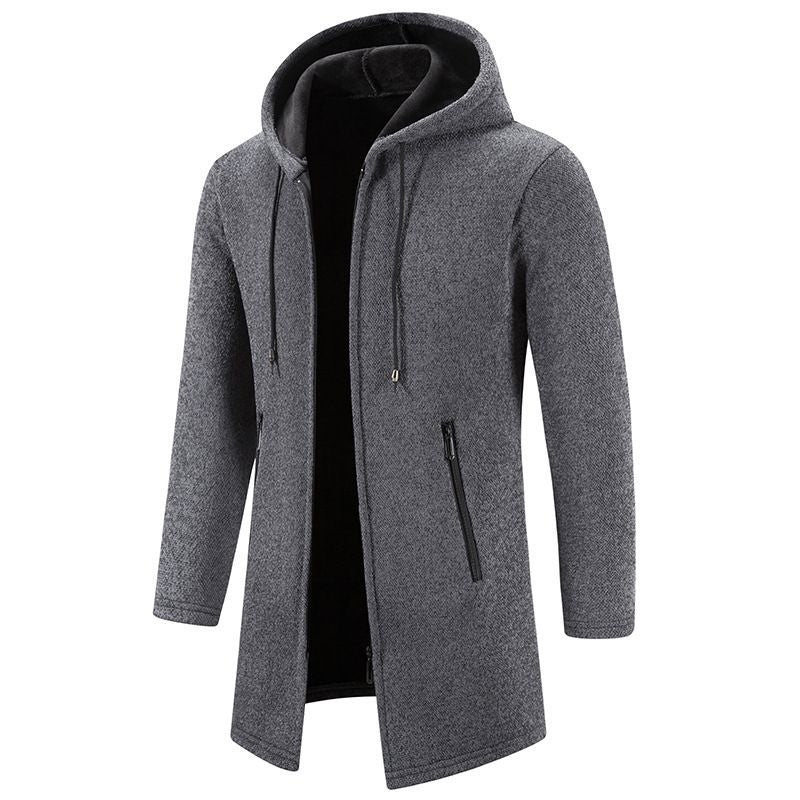 Gilet cardigan à capuche en velours tricoté pour homme
