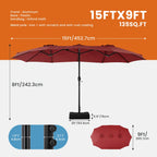 Parasol de terrasse extérieur de 4,5 m (15 pi)