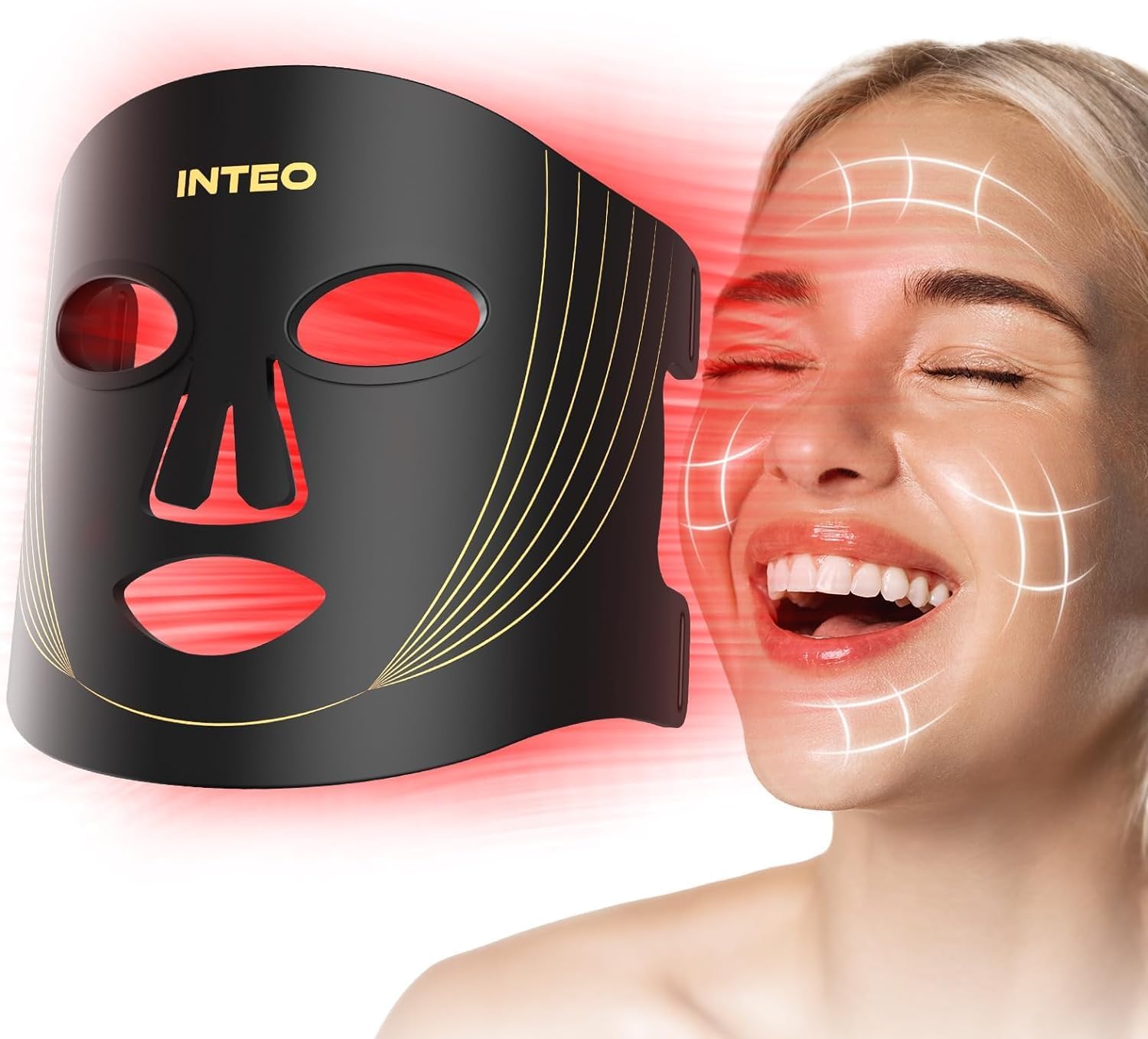 Masque de luminothérapie rouge pour le visage, 3 modes, portable, avec télécommande, infrarouge proche, 850 LED, fonction minuterie, pour une utilisation à domicile. 180 LED.