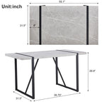 Table de salle à manger moderne, table de cuisine de 140 cm pour 4 personnes, table rectangulaire pour salle à manger, bureau, salon, montage facile.