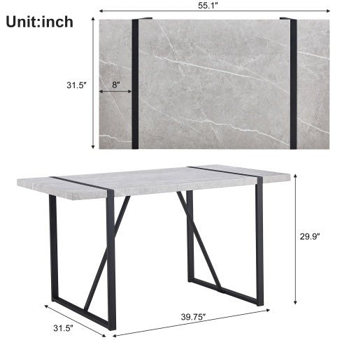 Table de salle à manger moderne, table de cuisine de 140 cm pour 4 personnes, table rectangulaire pour salle à manger, bureau, salon, montage facile.