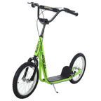 Trottinette Aosom pour enfants de 5 ans et plus, guidon réglable, 16 pouces, freins avant et arrière, roues gonflables, vert clair