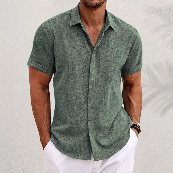 T-shirt ample à manches courtes en lin uni pour homme