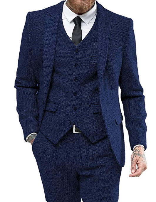 Costume 3 pièces pour homme, idéal pour les affaires et les mariages