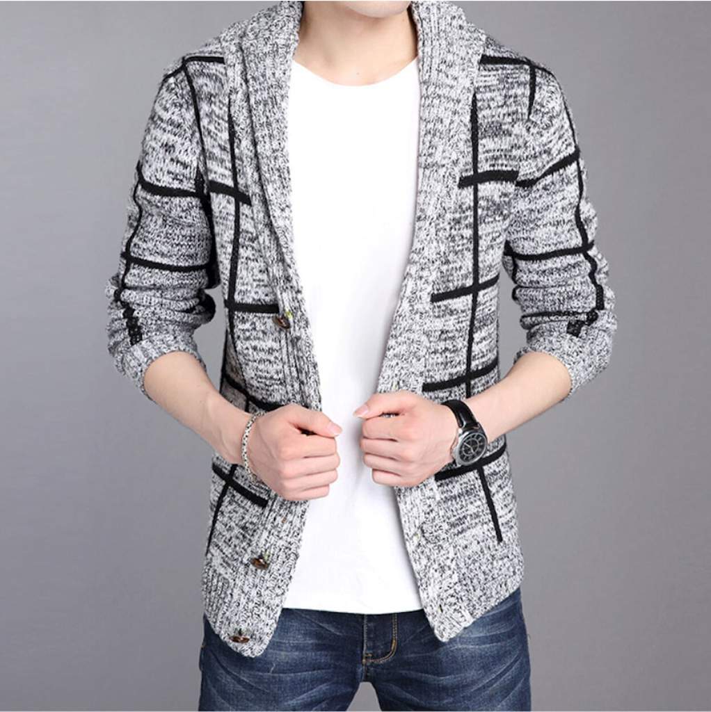 Cardigan gris à col châle pour homme