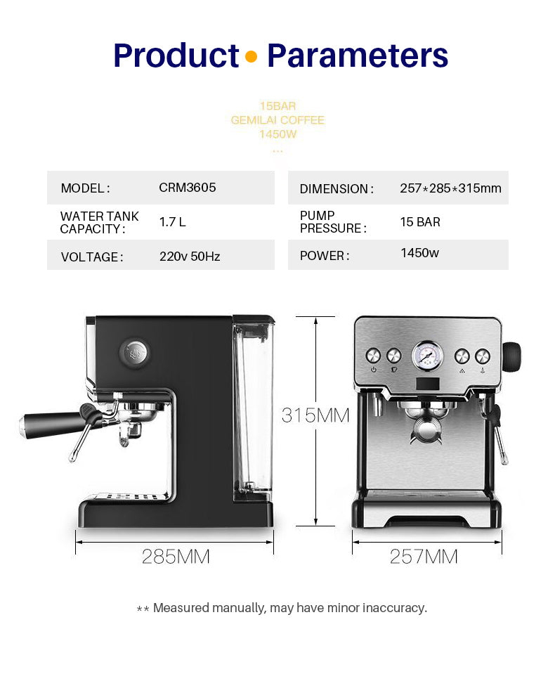 Machine à café expresso italienne en acier inoxydable