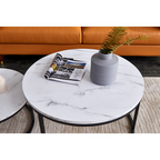Table basse gigogne moderne avec plateau en marbre