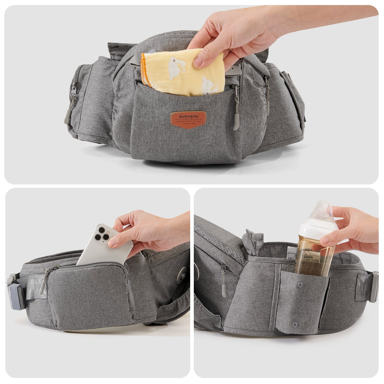 Porte-bébé ergonomique 3 en 1 avec siège de hanche