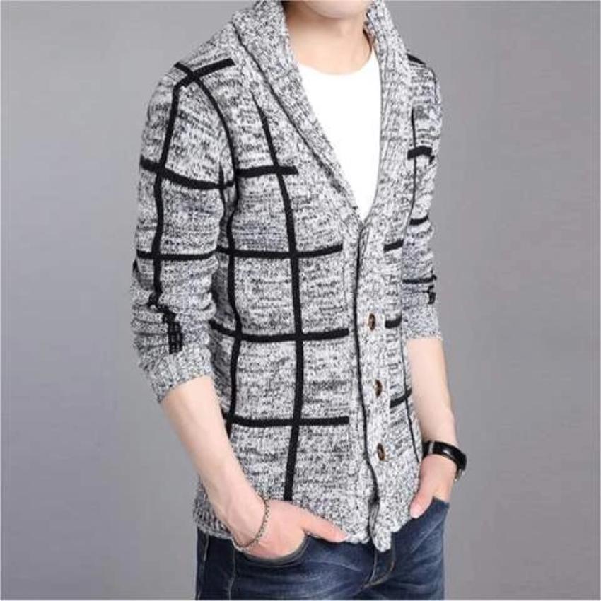 Cardigan gris à col châle pour homme