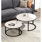 Table basse gigogne moderne avec plateau en marbre