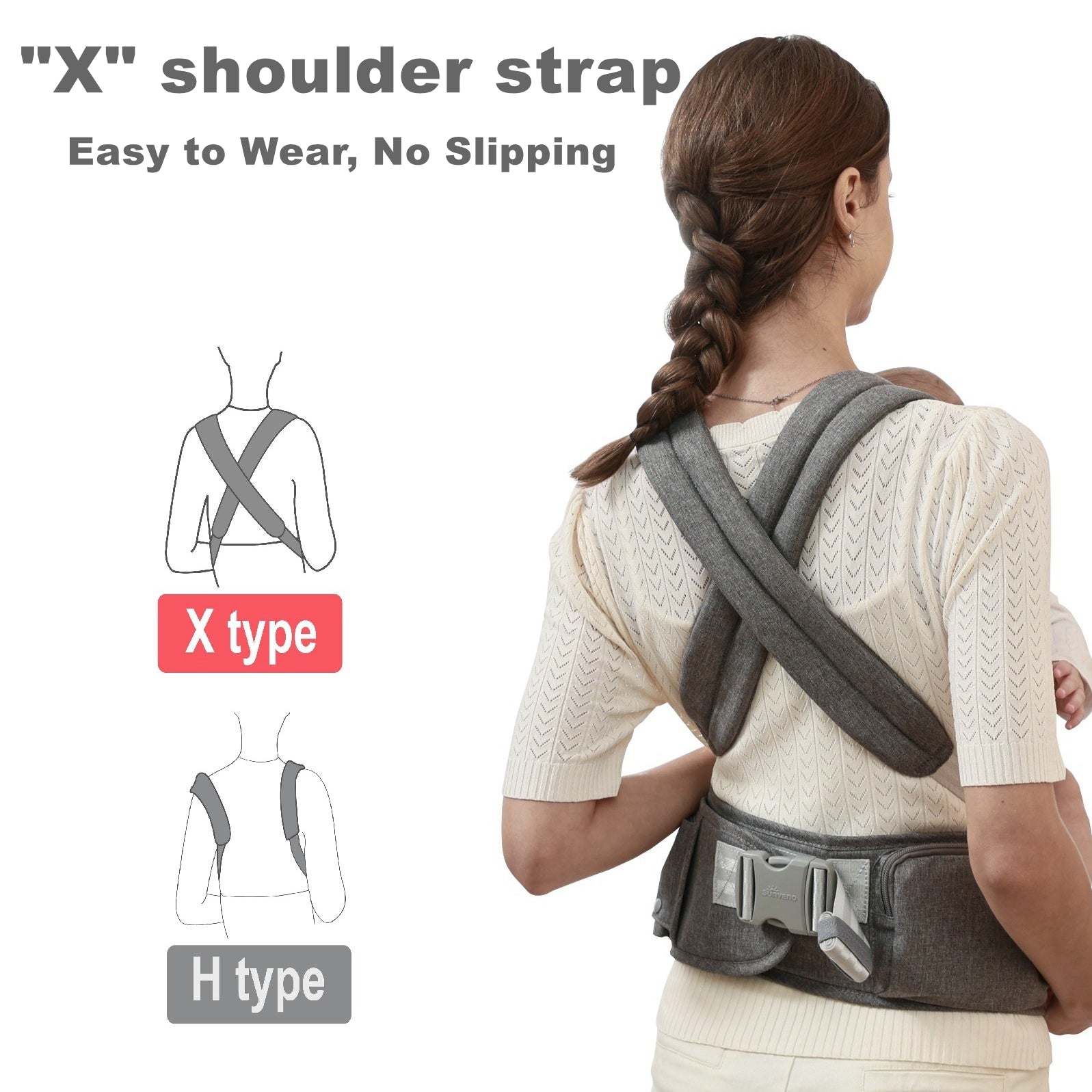 Porte-bébé ergonomique 3 en 1 avec siège de hanche