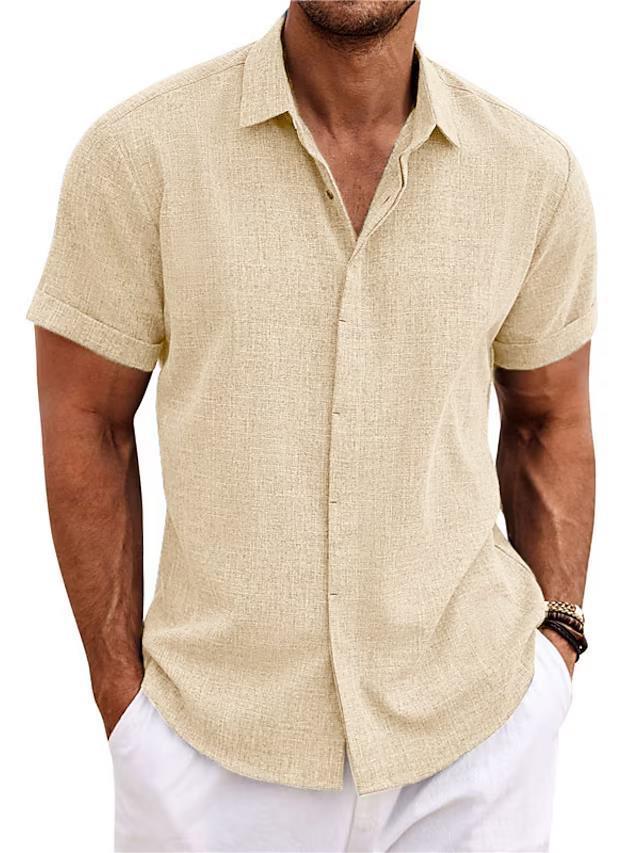T-shirt ample à manches courtes en lin uni pour homme